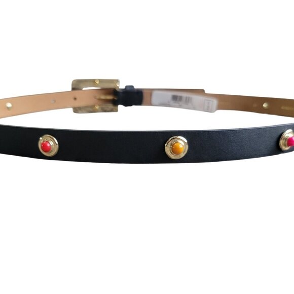 NWT-Kate Spade New York In The Loop Black Leather Belt-colored Embellishments - Picture 2 of 16